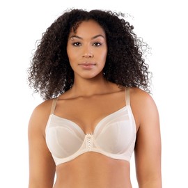 Parfait Shea P6062 Women's Full Bust Mesh Plunge Unlined Wired Bra-Bare-30GG