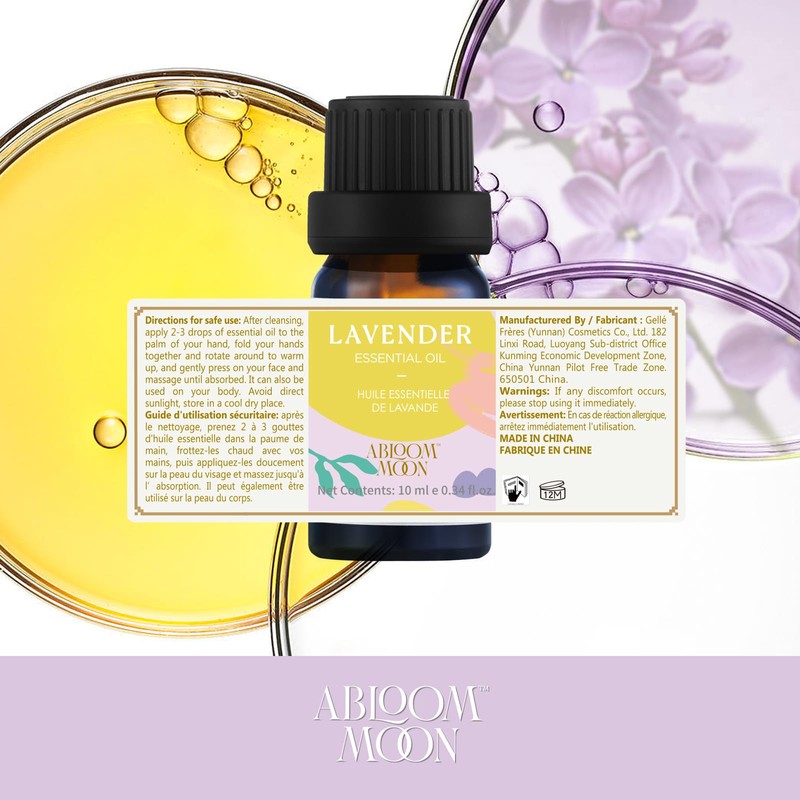 ABLOOM MOON Lavender Essential Oil Blend, 0.34 Fl Oz, Skin