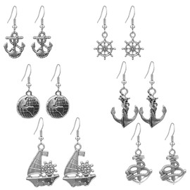 RofYof Nautical Earrings Blue Anchor Earrings for Women Navy Sailor Ship Symbol Anchor Drop Earrings Nautical Themed Jewelry (navigation-4)