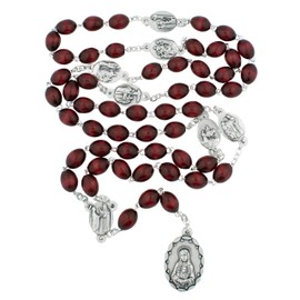 Seven Sorrow of Mary Prayer Beads | Wood and Metal 7 Sorrows Rosary | Includes Instructions | Great Catholic Gift for Confirmation | Lenten Catholic Devotional | Made in Italy