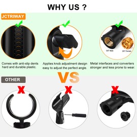 4 Pcs Universal Microphone Clip, Adjustable Mic Clip Holder for Mic Stand，Come with 5/8" Male to 3/8" Female Screw Adapter