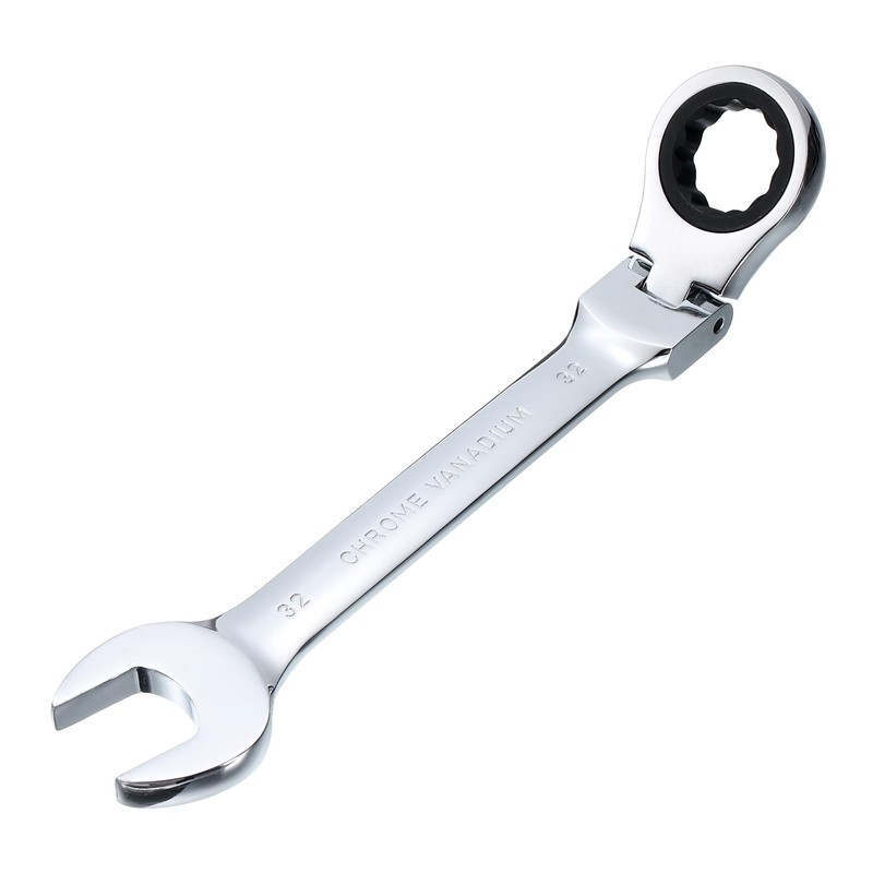HARFINGTON Flex-Head Ratcheting Wrench 32mm 180° Rotating Head Metric Ratchet