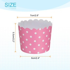 HARFINGTON 50Pcs Paper Baking Cups 6oz Greaseproof Disposable Bulk Cupcake Muffins Liners Cases Wrappers for Wedding Birthday Graduation, Dot Pink