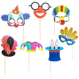 24Pcs Carnival Photo Booth Props, Funny Circus Party Decorations Circus Theme Photo Props for Carnival, Wedding, Birthday, Graduation Party Supplies