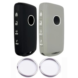 Silicone Smart Remote Key fob Cover Compatible with 2023 2022 2021 2020 2019 Mazda 3 6 CX-30 CX-5 CX-9 CX-50 WAZSKE11D01 662F-SKE11D01（4 Buttons） (Rubber, Black+Gray)