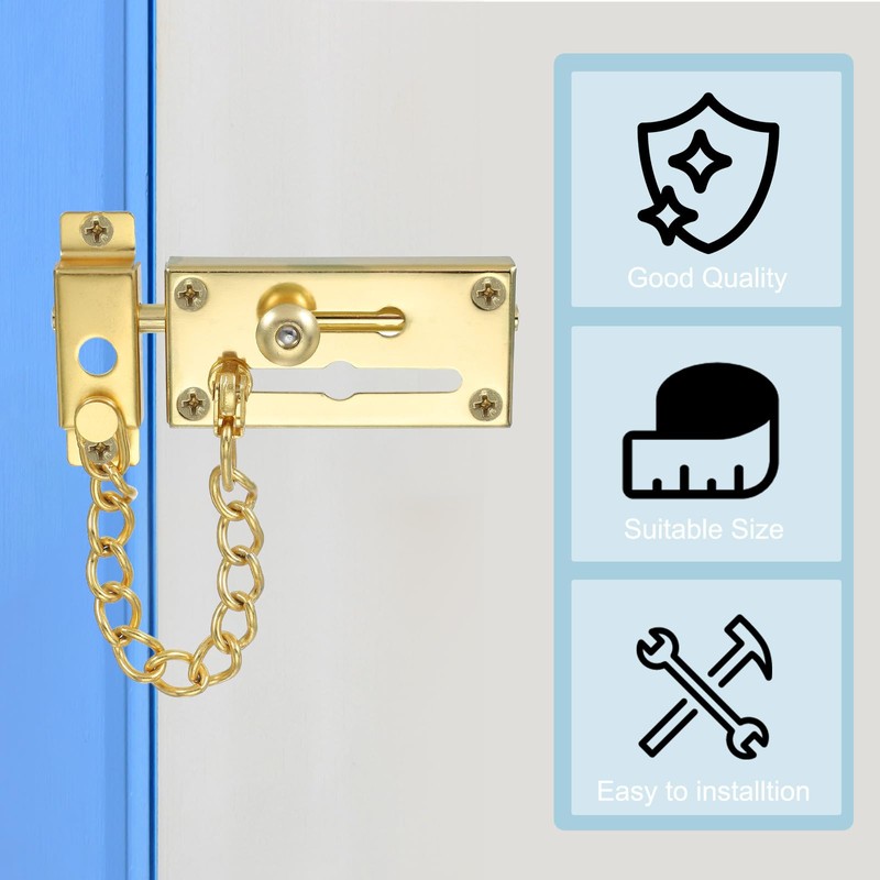 PATIKIL Slide Bolt Gate Latch with Chain Door Guard Lock,