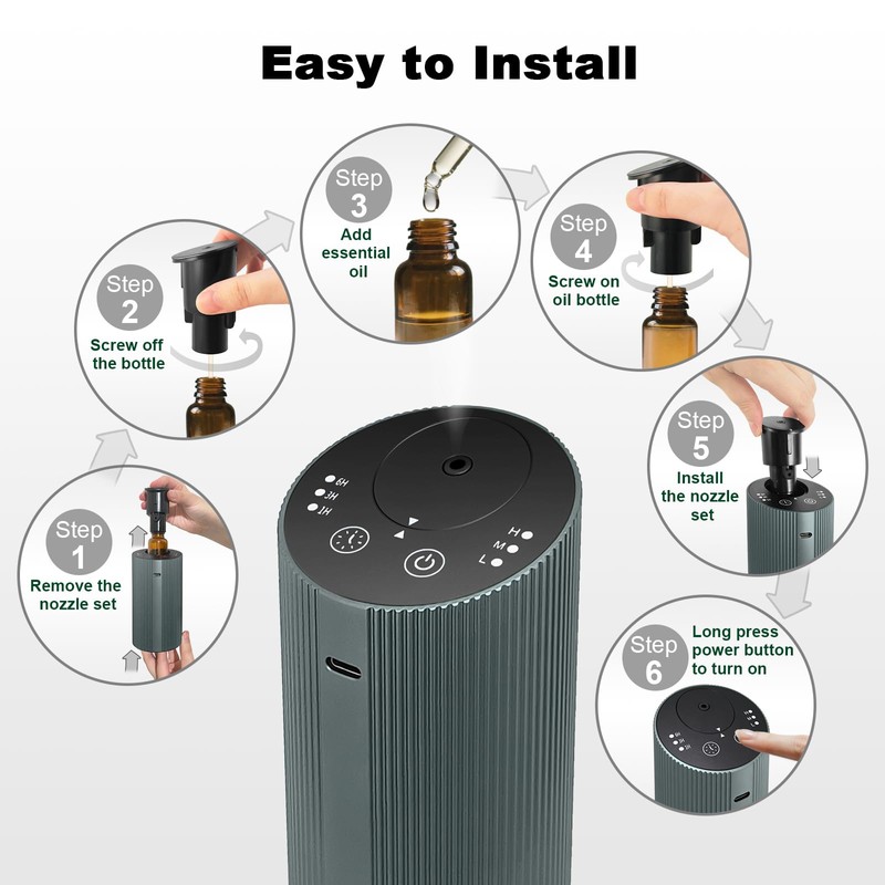 Waterless Essential Oil Diffuser for Home Car Office, Scent Diffuser