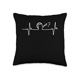 Funny Watering Can Heartbeat Design for Gardeners Throw Pillow