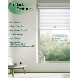 Yoolax Motorized Zebra Blinds, Electric Zebra Shades for Indoor Windows, Motorized Shades Light Control Horizontal, Automatic Window Shades for Bedroom Office Kitchen (80% Shading White, 31" x 72")