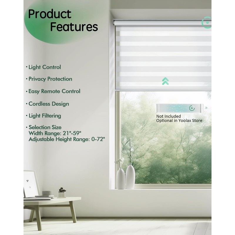 Yoolax Motorized Zebra Blinds, Electric Zebra Shades for Indoor Windows,