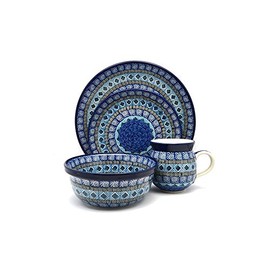 Polish Pottery 4-pc. Place Setting with Standard Bowl - Aztec Sky