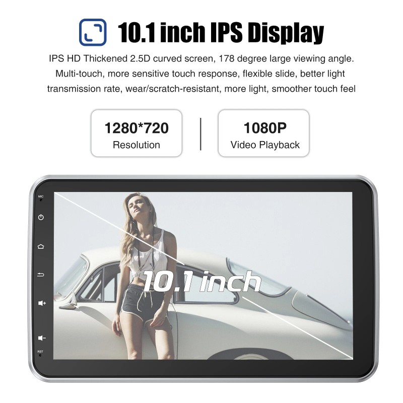 ESSGOO 1 DIN 10" Android 14 Carplay Car Stereo Bluetooth