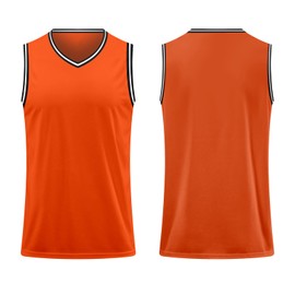 LTHYTY Blank Men's Basketball Jersey Cuff Stripes Team Athletic Scrimmage Uniform Mesh Sport Shirt S-3XL(XL, Orange)