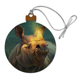 GRAPHICS & MORE Rhino Glowing Horn Wood Christmas Tree Holiday Ornament