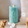 Luminara Embossed Coral Flameless LED Candle Moving Flame Pillar, Unscented