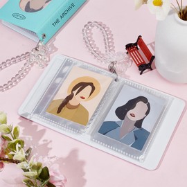 NICENEEDED 3 Inch Mini Photo Album Set of 2, Small Kpop Photocard Binder Album, ID Holder Book With 10 Sheets Korean Stickers