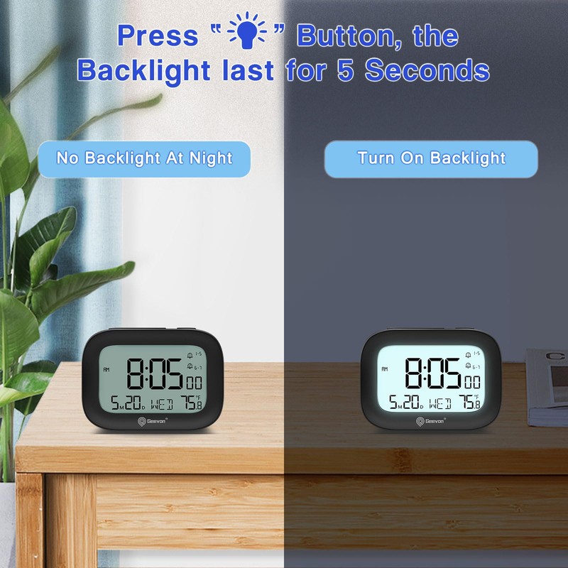 Geevon Small Travel Alarm Clock, Digital Alarm Clocks for Bedrooms