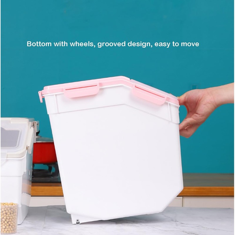 Qiveno Large Flour Storage Container Bin 25lb, 2Pack Airtight Rice