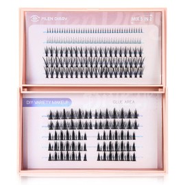 MLEN DIARY Individual Eyelashes, Pack of 246 Lash Clusters Eyelash Extensions, False Eyelashes, 5 Types, DIY Cluster Lashes, Reusable Eyelash Extensions for Beginners (Mix 9 Lengths)