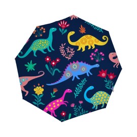 Portable Travel Umbrella-Mini Boy and Girl Umbrella,Strong Compact Umbrella for Wind and Rain,Automatic switch folding Perfect Car Umbrella,Colorful Cartoon Dinosaur.