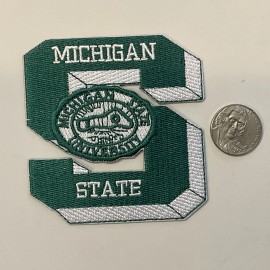 MSU Michigan State Spartans Vintage  Embroidered Iron On Patch  3" x 3" Apx
