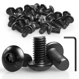 Pack of 50 M5 screws, black, pan head screws M5 x 10 mm, flat head screws M5 with Allen key, round head screws for furniture installation, industrial areas (M5 x 10 mm)
