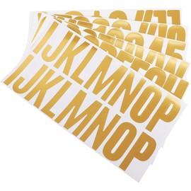 Kit de 6 Hojas de Pegatinas Doradas Laminadas Números y Letras, Adhesivas E Impermeables, para Uso en Buzones, Señalización de Domicilios y Manualidades