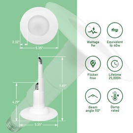 Soliseed 4 Inch LED Can Lights Retrofit Recessed Lighting,9W=40W,3000K Warm White,500LM,Adjustable Retrofit Downlight ETL Damp Rated,Dimmable,Bevel Trim,Easy Install,4 Pack