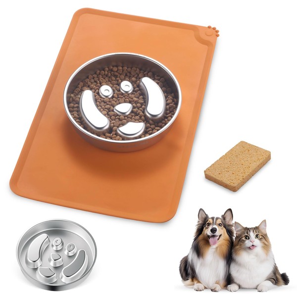 Stainless Steel Slow Feeder Dog Bowls – Non-Slip Metal Dog