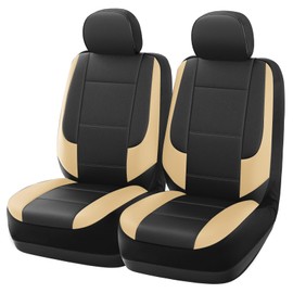 GIANT PANDA Fits Honda CRV HRV Civic Accord Pilot Element Passport Ridgeline, Leather Front Seat Cover Bucket Car Seat Protectors (Beige) 2-Pack
