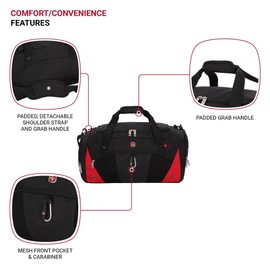 SwissGear 1900 Travel Duffle Bag, Black/Red, 22-Inch