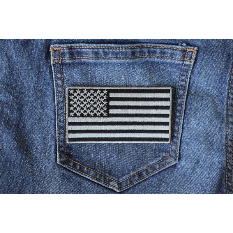 Ivamis US Flag Patch Black and Gray 4 Inch- 4x2.2
