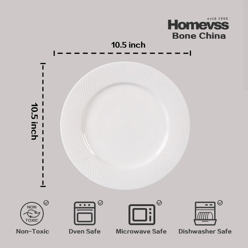 HomeVss, New Bone China Embossed Rain Drops 16pc Dinnerware Set