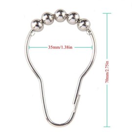 tooloflife 12 Packs Aluminum Shower Curtain Hooks Polished and Smooth Closing Hooks Slide Easily Rust Proof Shower Rings for Bathroom Curtain Accessories Decoration (Silver)