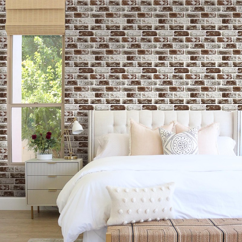 Commomy 10 Pcs Faux Brick Wall Panels - Small Size