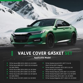 Riyhch VS50881SR Valve Cover Gasket Set for Acura MDX 14-20/RDX 16-18/RLX 14-20/TLX 15-20, for Honda Accord 13-17/Crosstour 13-15/Odyssey 18-21/Pilot 16-21/Ridgeline 17-20, 3.5L V6, (20PCS)