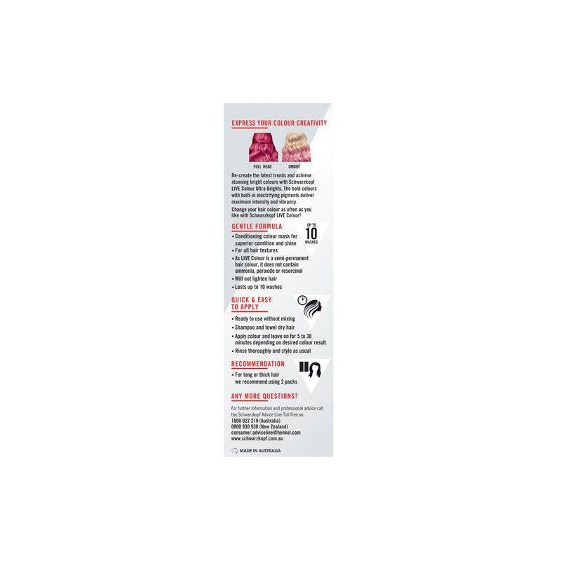 Schwarzkopf Live Colour Ultra Brights Raspberry Rebel 75ml