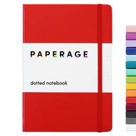 PAPERAGE Dotted Journal Notebook, (Red), 160 Pages, Medium 5.7 inches x 8 inches - 100 GSM Thick Paper, Hardcover