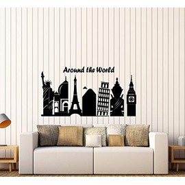 Vinyl Wall Decal Attractions World Travel Quote Tourist Agency Stickers (3689ig)