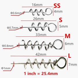 Toasis Fishing Centering Pin 16mm/26mm/33mm/42mm Soft Lure Bait Spring Twist Lock (SS-16mm-100pcs)