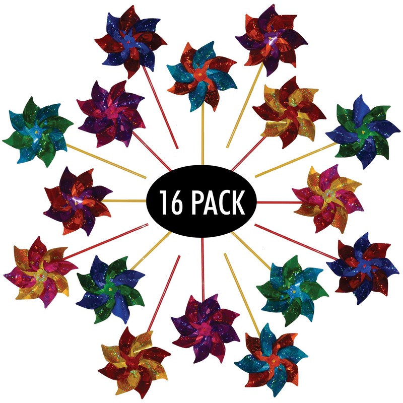In the Breeze 2805-2 Mylar (2-Pack) Pinwheels, Rainbow Sparkle/16 Pieces