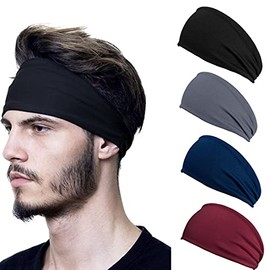 DQST Diademas Deportivas para La Cabeza, Kit de Bandas Elásticas con 4 Colores para Hombre y Mujer, Diademas de Cabello Absorbe El Sudor, Secado Rápid