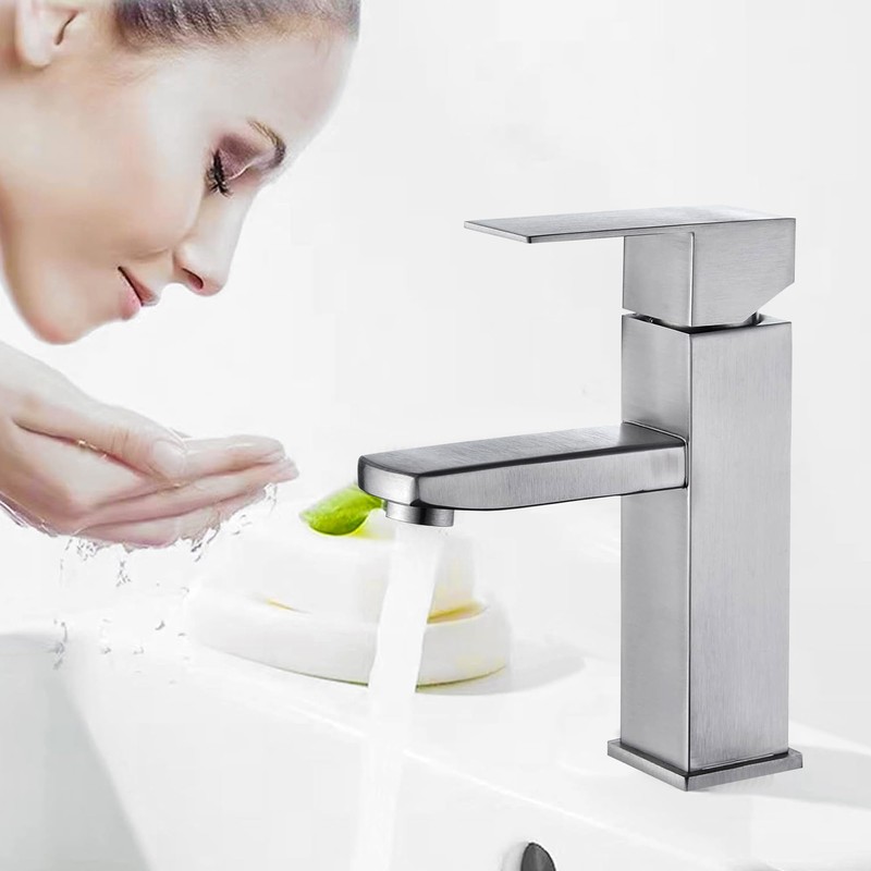 Bathroom Stainless Steel Single Lever Mixer Tap Hot and Cold