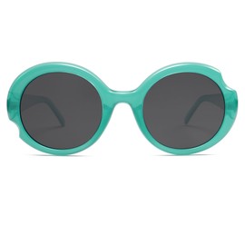 SOJOS Big Retro Oval Round Polarized Sunglasses Womens Mens Vintage Trendy Oversized Sunnies SJ2362, Mint Green/Grey