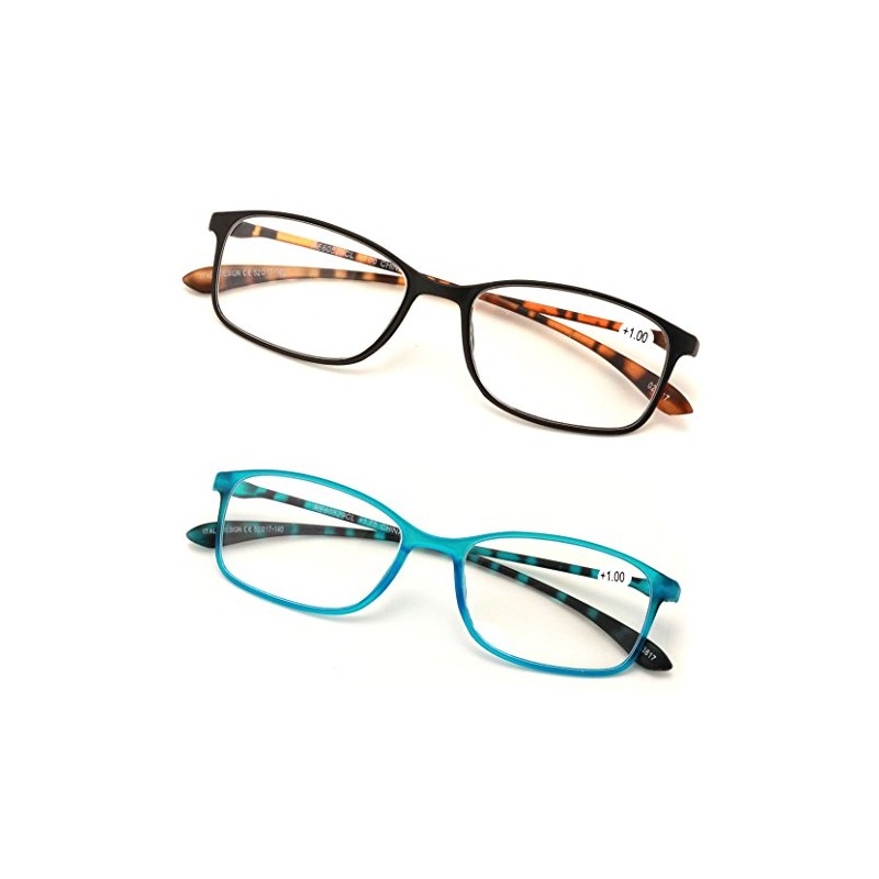 V.W.E. 2 or 3 Pairs Rectangular Lightweight Flexible Temple Readers