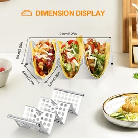 Taco Holder Stand, 4 Pack Stainless Steel Stand Rack with Handles, Taco Tray Holds Up to 3 Tacos, Taco Rack Stands for Dishwasher and Oven, Wave Taco Rack for Restaurant and Home Use, Silver