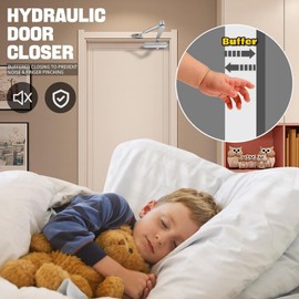 Door Closer Automatic Hydraulic Aluminium Alloy 25-35 kg Adjustable Top Door Closer for Fire Doors Commercial and Private Home