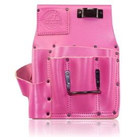 Graintex Drywall Pouch Heavy Duty Top Grain Leather, Steel Hammer Holder, Drywall Tool Belt, Framers Tool Pouch, Construction, Carpenter, Electricians (Pink, Right Handed)