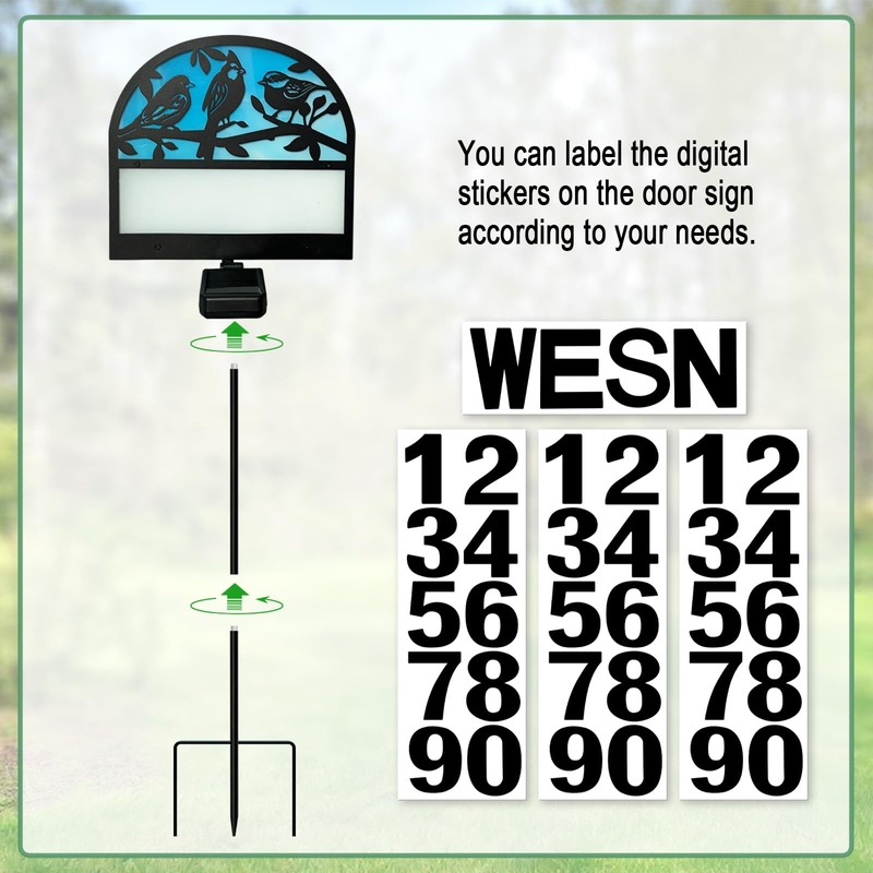 VividLadybug Solar House Numbers Yard Sign Stake, Solar Powered Lights