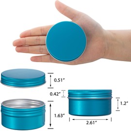 112 Pack 4oz/120ml Screw Top Aluminum Tin Jars with Screw Lids and Blank Labels - Refillable 120ml Metal Containers for Lip Balms, Candles, Salves, Spices, Crafts (Lake Blue)